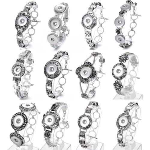 New Snap Button Jewelry Bracelet Adjustable Metal Snap Bracelet Bangle Fit 18mm 20mm Snap Buttons Jewelry Charm Bracelets