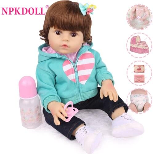 NPKDOLL 18 Inch Reborn Baby Doll Full Vinyl Lifelike Dolls Infant Educational Bath Kids Playmate Christmas Gifts For Girls