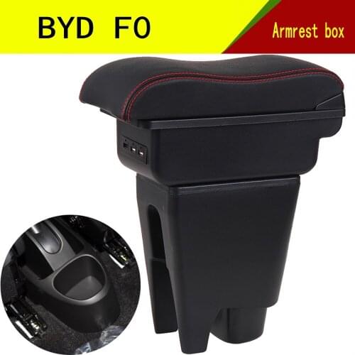For BYD F0 Armrest box central Store content box with cup holder ashtray with USB interface