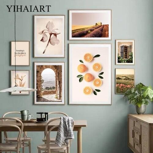 Nature Countryside Sunrise Canvas Art Print Nordic Field Scenery Poster Window Flower Wall Painting Modern Room Decor Picture