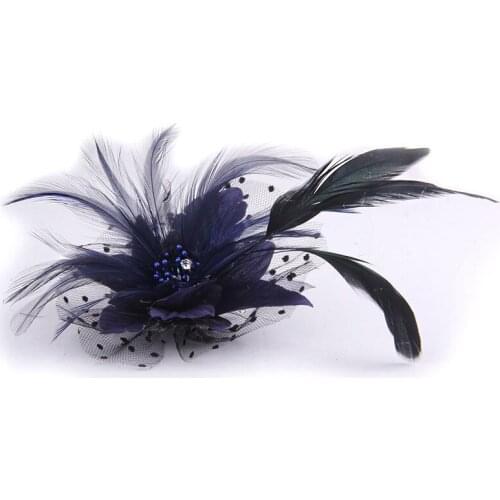 Luxury Handmade Cloth Art Feather Hat Bag Pin Flower Wedding Jewelry Accessories Decor Corsage Brooch Gift For Girlfriend