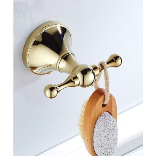 Luxury Gold Brass Coat Hook Bathroom Hardware Wall Mounted Bathroom Hanging Hook Bathroom Hardware ZD877