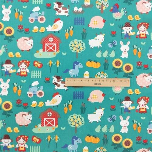 Green Printed Baby Child 100% Cotton Twill Fabric, Patchwork Cloth,DIY Sewing Fat Quarters Material For Baby&Child
