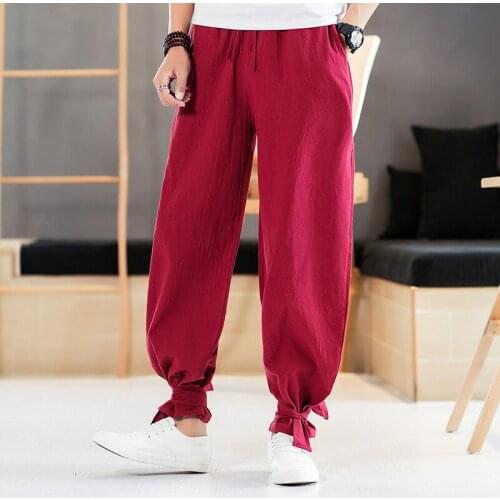 Mens Harem Pants Wide Leg Cross-pants Cotton Joggers Casual Streetwear Baggy Trousers Men Pants Plus Size 5XL 2020 tang suit