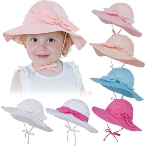 Spring Summer Baby Sun Hat Boys Children Unisex Cap Cartoon Bowknot Beach hat Girls Bucket Hats Floral Infant Caps UV Protection