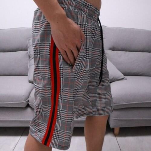 Summer Shorts MensStripe Plaid Fashion Shorts Men Drawstring Casual Shorts Summer Brand High Quality Stitching Bermuda Shorts