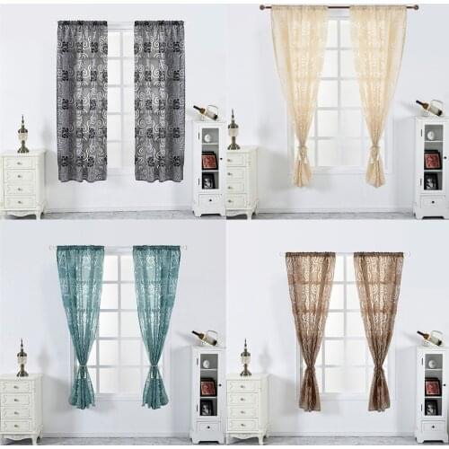 Peony Flower Window Curtain Sheer Divider Panel Semi-blackout Window Blind Living Room Bedroom Drapes