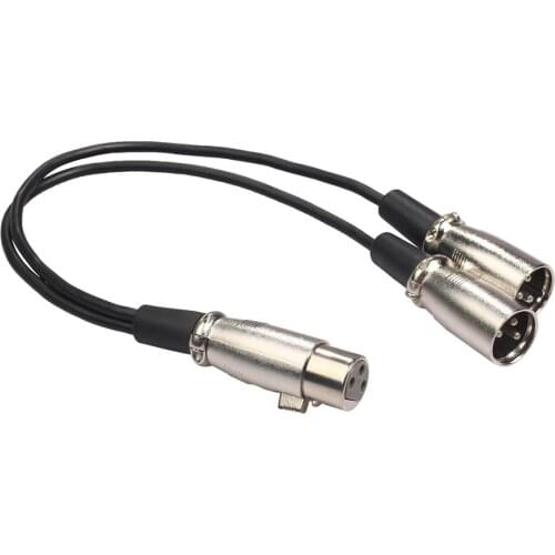 XLR Splitter Cable, 3 Pin XLR Female To Dual XLR Male Patch Y Cable Balanced Microphone Splitter Cord Audio Adaptor- 1 Feet