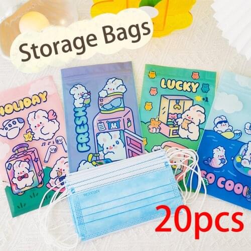 20/10pcs Save Mask Bag Storage Organizer Case Mask Portable Reusable Package Jewelry Zipped Cover Mask Storage Box Ziplock Bags