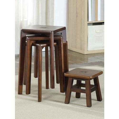 Solid Wood Stool Home Adult High Stool Square Stool Living Room Dining Table Stool Creative Low Stool Makeup Stool Dining