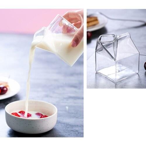 Unique Creative Square Milk Box Glass For Microwave Oven High Temperature Resistant Milk Juice Glass Home Kitchen Accessories