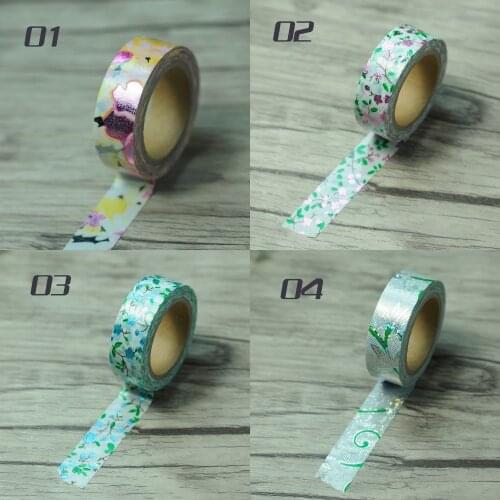 15mm*10m high quality washi paper tape/Color various foil flower masking japan washi tape