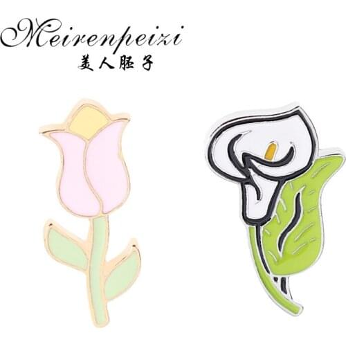 Meirenpeizi Green leaves Flower Enamel pins Lapel pins Badges Brooches for men women Backpack Hat Bag Accessories