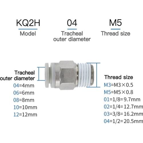 1PCS SMC type mini air pipe connector KJH4 / 04 KJH3 / 03 KJH6 / 06 KQ2H08 -M3 / M5 / M6 / 01 pneumatic components