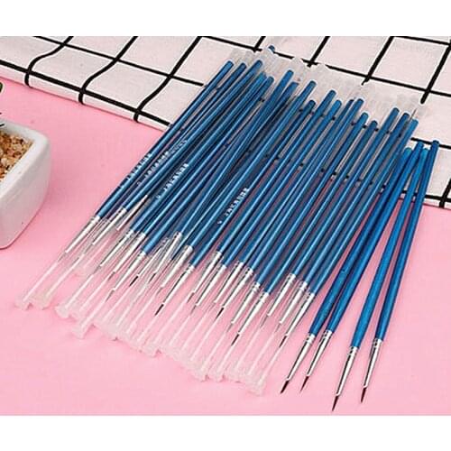 10Pcs/Set Fine Hand-painted Thin Hook Line Pen Blue Baton Drawing Art Pen Paint Brush Nylon Brush Drawing Sketch Art Supplies