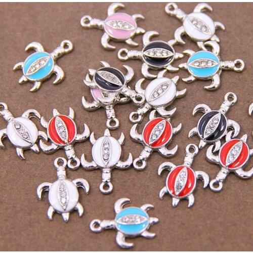 10pcs Colored Enamel Turtle Fish Alloy Charms Pendant For Making Handmade DIY Necklace Bracelet Jewelry Accessories