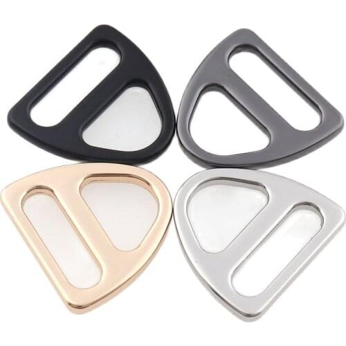 10pcs 16mm Alloy adjustment buckle triangles Gun black Black Gold Silver with bar Swivel Clip D-Ring Loop Insert Buckle Backpack