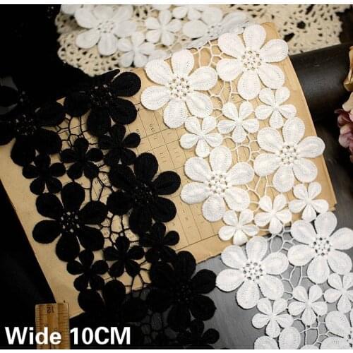 10CM Wide High Quality Exquisite Lace Cotton Embroidery Ribbon Lace Trim Skirt Sewing Accessories Clothing Decorative Materials