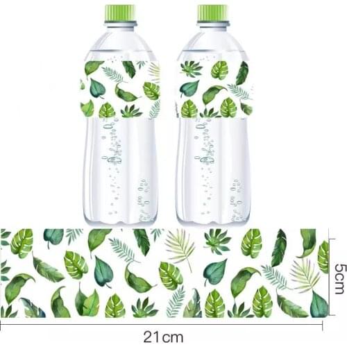 12pcs/lot Palm Leaf Mineral Water Bottle Label Tropical Party Decor Stickers Summer Party Flamingo Pineapple Decor