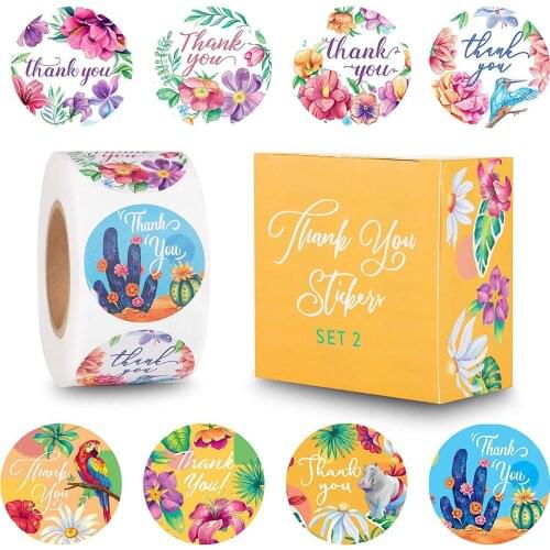 500pcs/roll 1 inch Flowers Animals Thank You Reward Stickers Labels Scrapbooking Kids Stationery Decoration