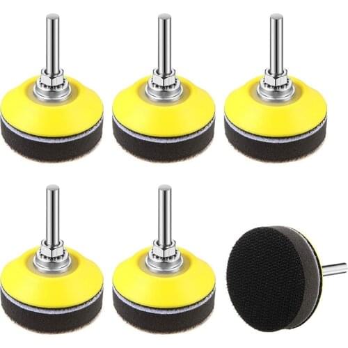 6Pcs 2 Inch Hook and Loop Sanding Pad Sanding Disc Replacement Pad with 1/4 Inch Shank Drill and Foam Buffering Pad