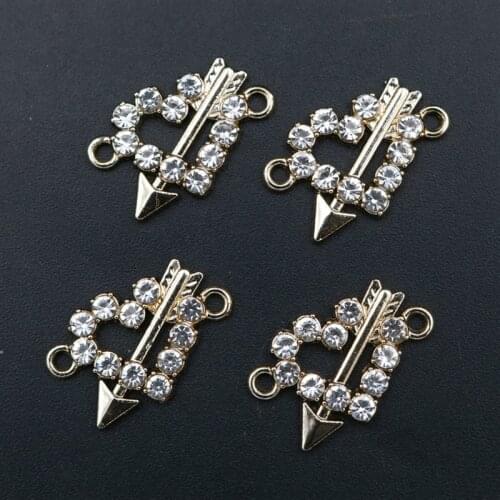 WKOUD 6pcs Champagne Gold Creative Arrow Wear Heart Charm Fashion Bracelet Anklet DIY Metal Jewelry Alloy Connectors A1704