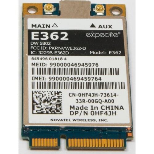 Wireless Adapter for Novatel Expedite E362 wireless wwan GPS Card DP/N 0HF4JH for Dell DW802