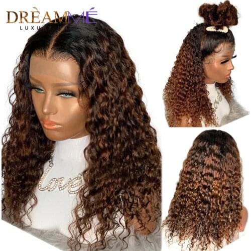 Ombre Brazilian Water Wave Wig For Black Women 150%Density 13X6 Lace Front Wig PrePlucked Blonde Lace Closure Wig With Baby Hair