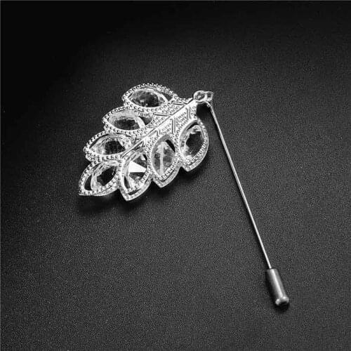 H:HYDE New Men/Women Jewelry Men Lapel Pin Crystal Leaf Brooches Vintage Suits Brooch Pins Gold Color new