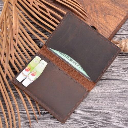 Cow Leather Business Card Holder Men Vintage Minimalist Wallet for Credit Cards Designer Card Organizer Case