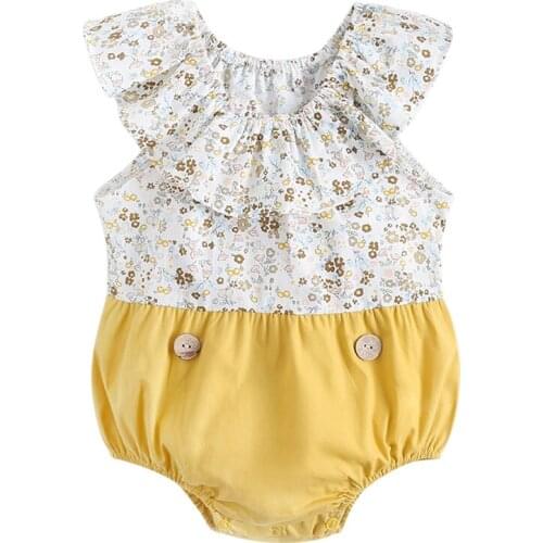 Ruffle Sleeveless Romper Cotton Baby Summer Rompers Floral Baby Girl Romper Baby Clothes Hot