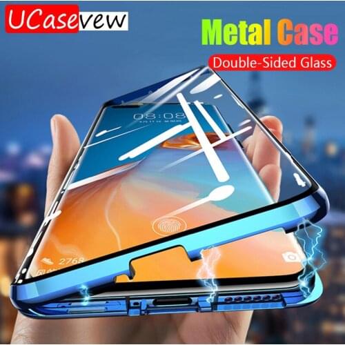 Two Sided Glass Protector Magnetic Case for Huawei P40 Honor 30 20 V20 8X 9X Pro Lite For Nova 7 Pro 7SE 5T P Smart Z 2019 Cover