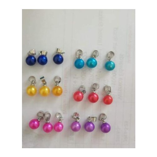 Ellen Jewelry -Round Pearl Pendant rainbow colors 6-8mm pearls pendant necklace bule/pink/white for women pendant freshwater