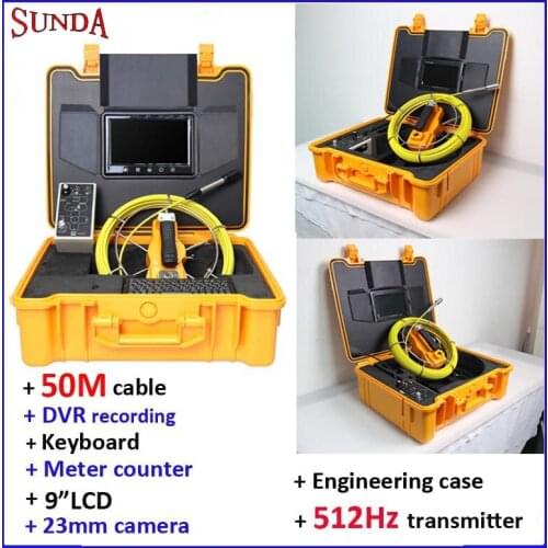 50m drain endoscope pipe inspection camera DVR meter counter keyboard typing 12pcs led lights pipe plumbing camera 512hz