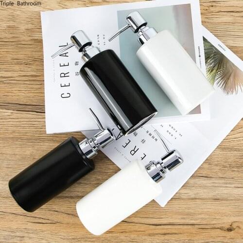 2 pc Modern Ceramic Shower Gel Bottle Household Liquid Soap Bottle Soap Dispenser Pump Wristband Dispenser Bathroom Accessories