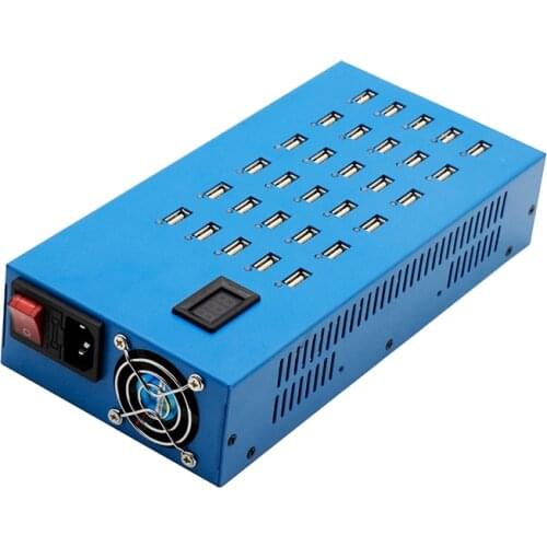30 Ports USB AI ultra-tsmart charger quick charging dock station 300W.The smart chip automatically disconnects the charging port