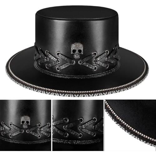 Steampunk Leather Plague Doctor Hat Dress Up Top Hat for Halloween Costume Props Cosplay Party Supplies