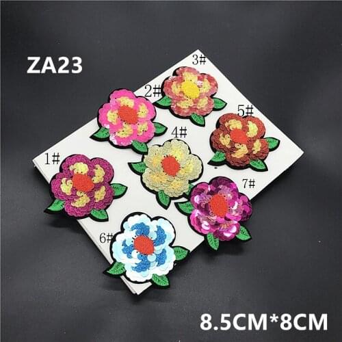 Colorful sequins flower leaves applique patch embroidered flowers T-shirt clothes diy accessories ZA23