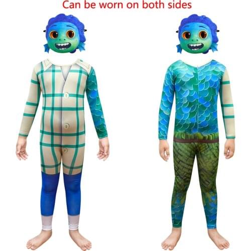 Luca Pixar Alberto Sea Monster Cosplay Anime Fish Monster Suit Childrens Fancy Costume Christmas Halloween Jumpsuit Toys