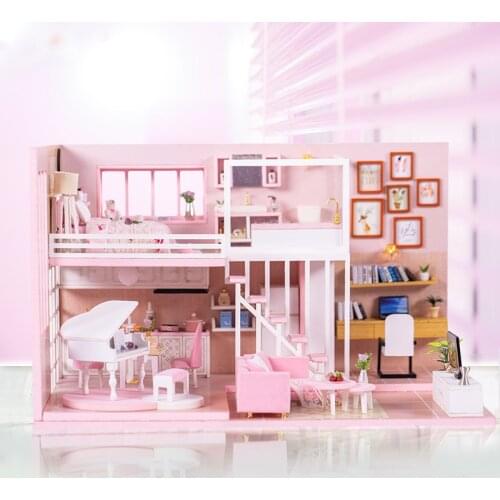 Diy Doll House With Furniture Case Diy Miniature 3D Wooden Miniaturas Dollhouse Toys for Children Birthday Gifts K047