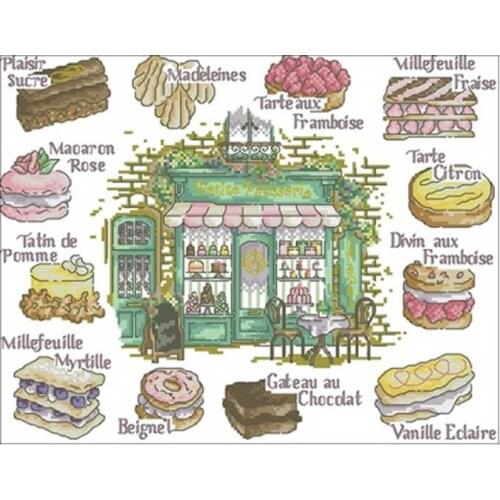 Delicious cake shop patterns counted 11CT 14CT 18CT DIY Cross Stitch Sets wholesale Cross-stitch Kits Embroidery Needlework