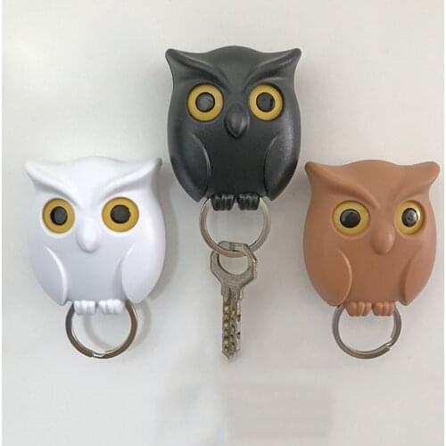 Night Wall Hanging Magnetic Owl Key Holder Magnets Hold Keychain Key Hanger Hook Hanging Key Will Open Eyes