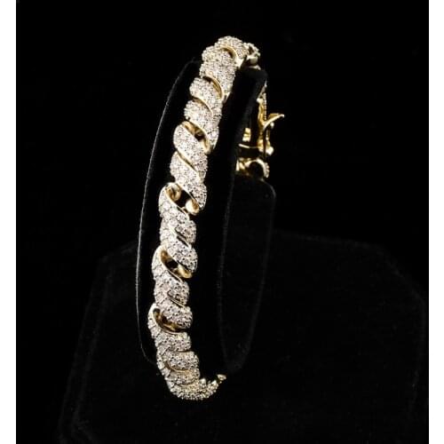 New Fashion Charm Hip Hop AAA CZ Stone Paved Bling Iced Twist Rope Chain Bracelets Personality Men Rapper Jewelry Drop Shipping