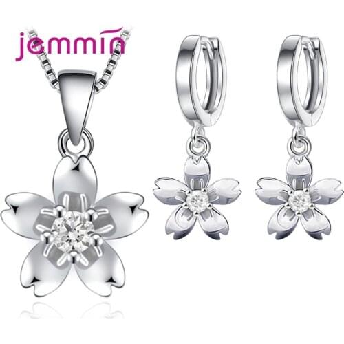 New Arrival 10 Type 925 Sterling Silver Necklace Earrings Set for Women Engagement Wedding Party Plum Flower CZ Stone Trendy Set