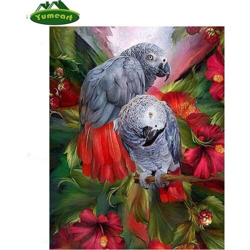 Needlework diamond painting parrot flowers square drill full laid diamond embroidery birds animals beadwork pictures home decor