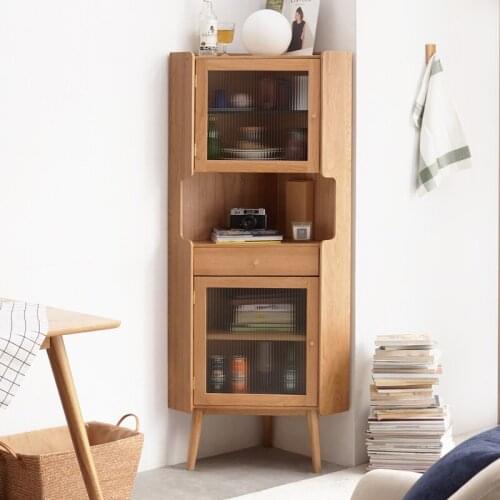 Completely real wood horny ark corner shelf Nordic modern oak sitting room corner triangular receive ark