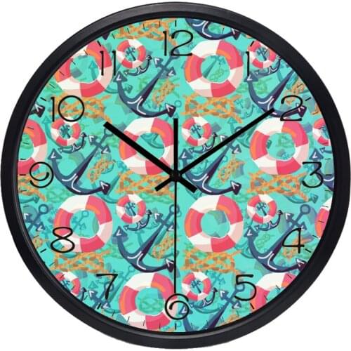 Sea aiming 2017 NEW European Metal WALL Clock Luminous Digital Mute Glass Living Fashion Mediterranean style Art Clock