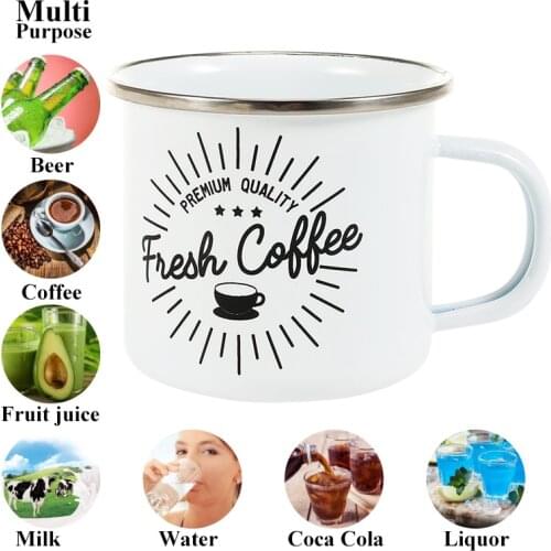 Simple and Pure White Stainless Steel Hem Enameled Mug , Home and Office Coffee Mug