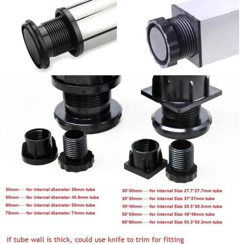 8Pcs Plastic ABS Round Square Adjustable Tube Inserts Furniture Leveling Foot End Cover