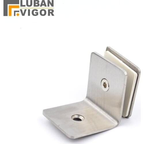 90 degrees stainless steel glass clamp, Single retaining clip, shower, square cut folders Bathroom Hardware